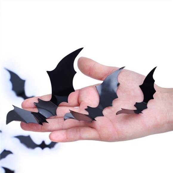 Bats Wall Decor, 120 Pcs 3D Bat Halloween Decoration Stickers for Home - Picture 4 of 7
